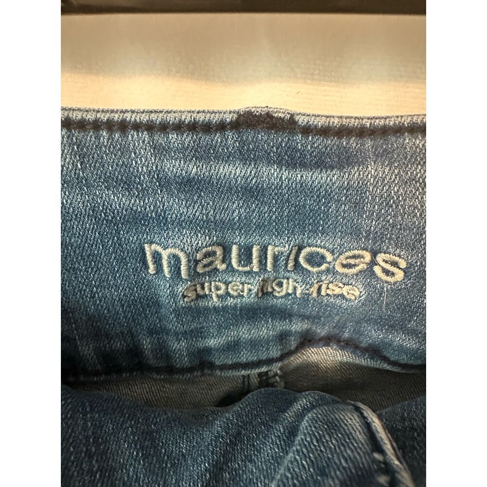 Maurices Women's Blue Super High Rise Distressed Raw Hem Ankle Skinny Jeans 16W - Picture 3 of 4